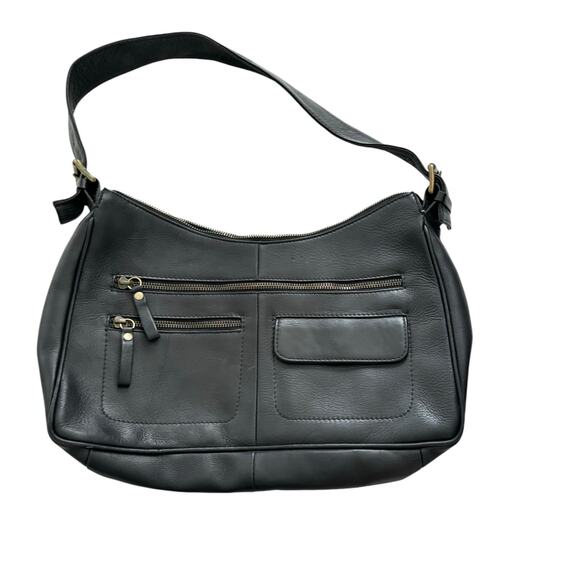 HOBO INTERNATIONAL BLACK LEATHER SHOULDER BAG CASUAL CLASSIC 13"x 8" - Picture 12 of 12